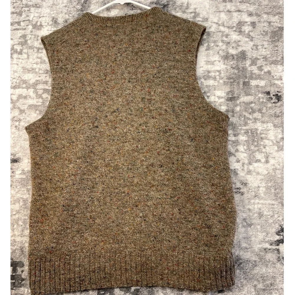 Vtg Robert Bruce Wool Blend Sweater Vest XL Brown Donegal Tweed Fleck Knit